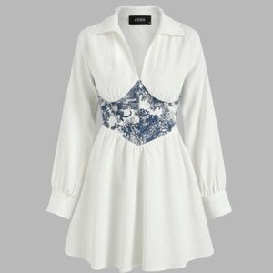 Toile de Jouy Patchy Shirt Dress